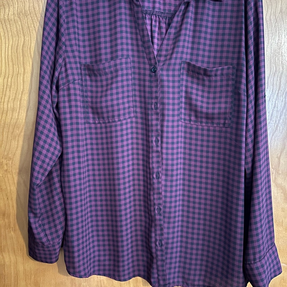 Maurices Burgundy Plaid Blouse